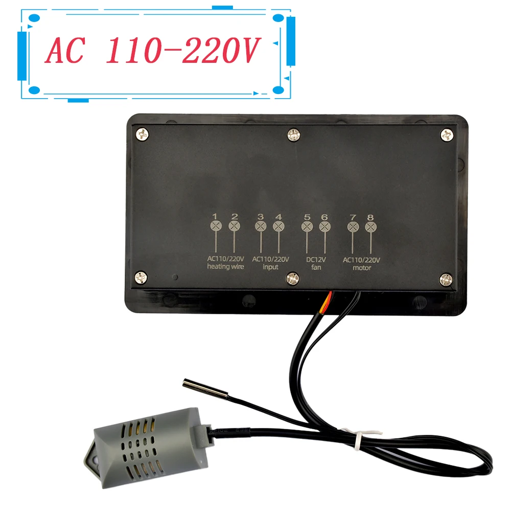 W9005 inkubator kontrolera jaj, wielofunkcyjna automatyczna regulacja wilgotności temperatury AC110-220V / DC 12V termostat inkubacja