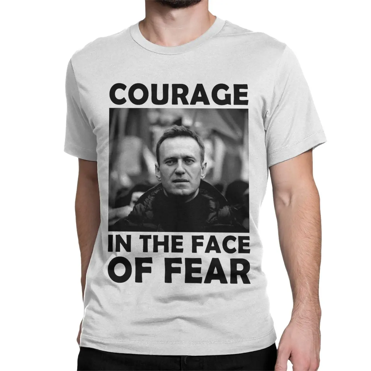 Alexei Navalny Courage In The Face Of Fear T Shirt Men Cotton Vintage T-Shirt Round Neck Tee Shirt Short Sleeve Clothes Graphic