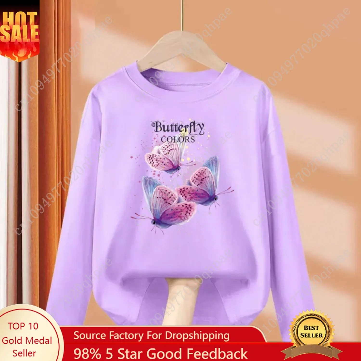 Novas meninas roupas de outono borboleta gráfico camiseta 3-14 idade criança manga comprida algodão topos moda marca t