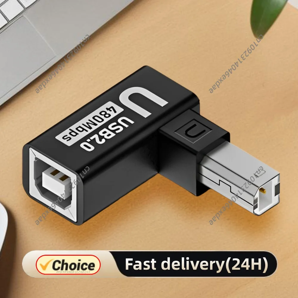 USB 2.0 Type B Print Adapter 90 Degree USB B Printer Adapter 480Mbps Extension Adapter Extension Connector for Printer Scanner