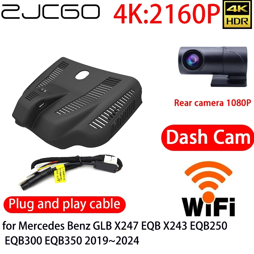 ZJCGO 4K Car DVR Dash Cam Wifi Front Rear Camera 24h Monitor for Mercedes Benz GLB X247 EQB X243 EQB250 EQB300 EQB350 2019~2024