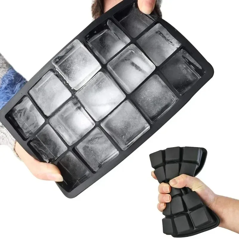 

4/15 grid silicone ice cube mold, large square tray mold, cube making machine, non-toxic and durable ice cube mold