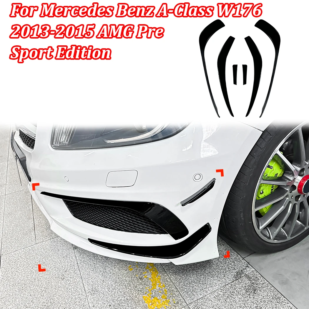 Frontstoßstange Spoiler Splitter Trim für Mercedes Benz A-Klasse W176 2013–2015 AMG Pre Sport Edition Seitenschweller Racing Grill