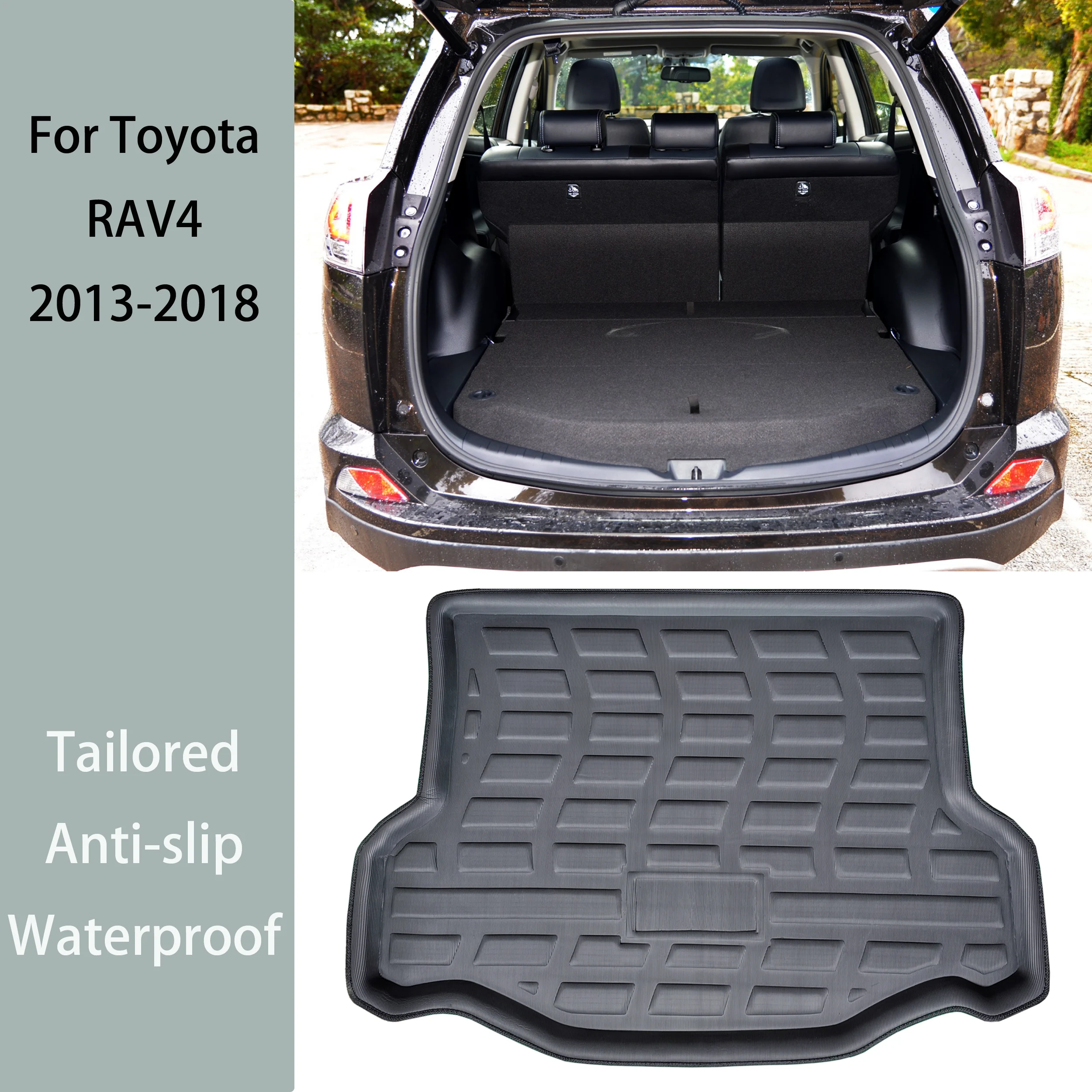 For Toyota RAV4 2013 2014 2015 2016 2017 2018 Tailored Rear Trunk Mat Cargo Liner Boot Floor Tray 3D Protector Car Accessories