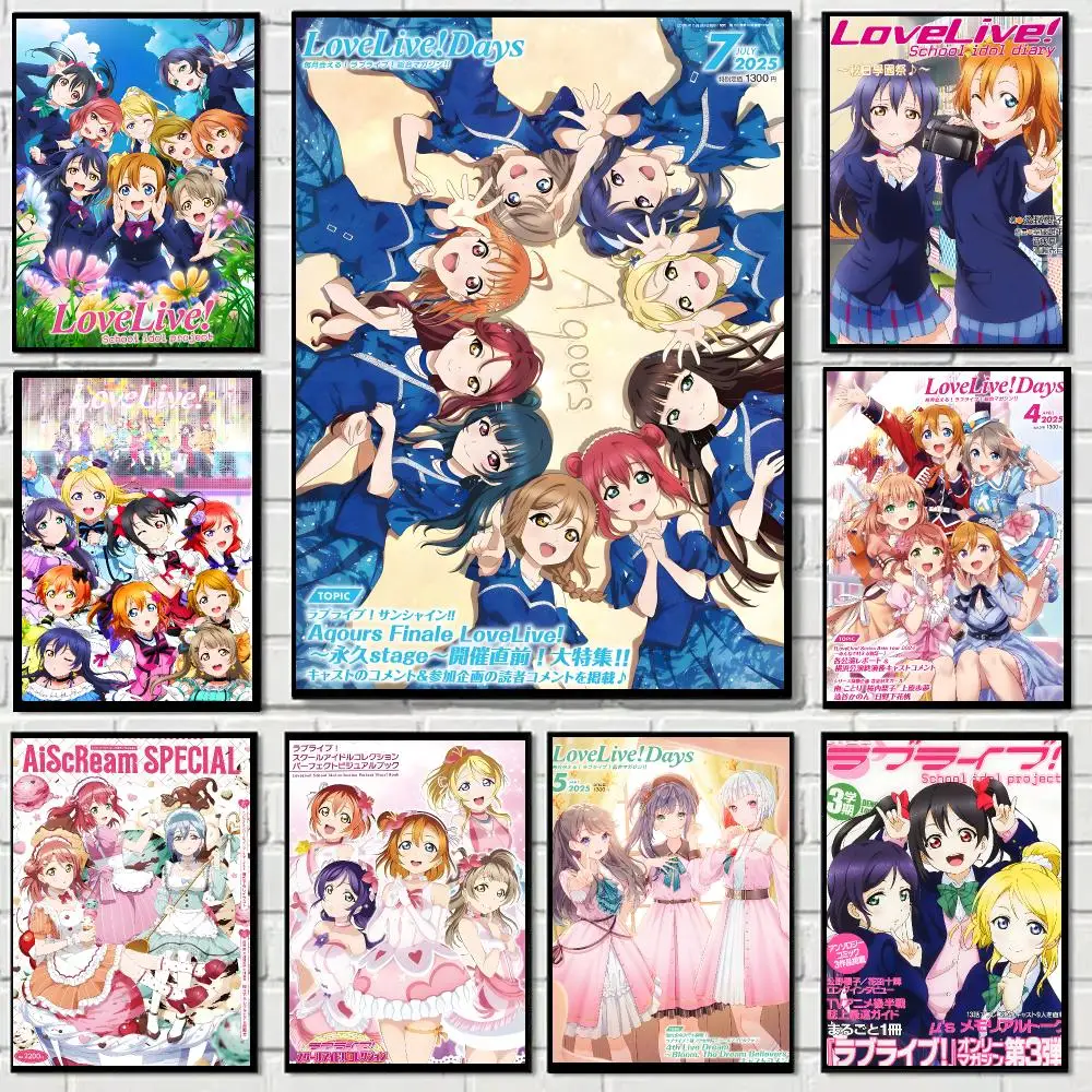 Anime L-Love Live Poster Self-adhesive Decal Living Room Bedroom Party Bar Decor Moisture-proof Fade-resistant