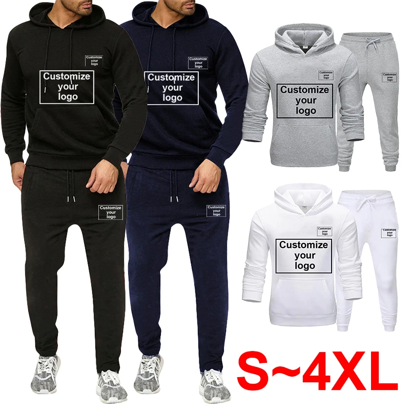 

New Men's Fashion Customized Pullover Hoodie and Sweatpants Sportswear Jogging Set Customized Your Logo Hoodie Set