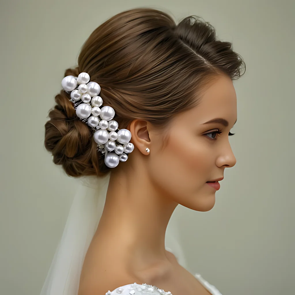 Peine de pelo de boda de perlas elegantes, peine lateral nupcial, accesorios de boda, adorno para el cabello para mujeres y niñas, 1 pieza, HP641