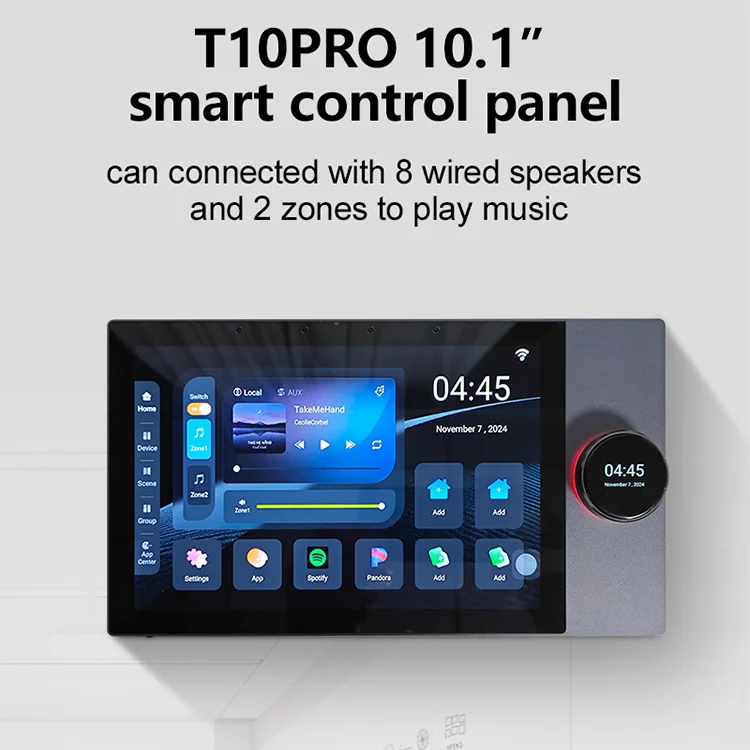 2025 Tuya 10 Inch Touch Smart Home Zigbee Gateway Control  Music Panel Built in Amplifier Connect 8 Wire Speaker