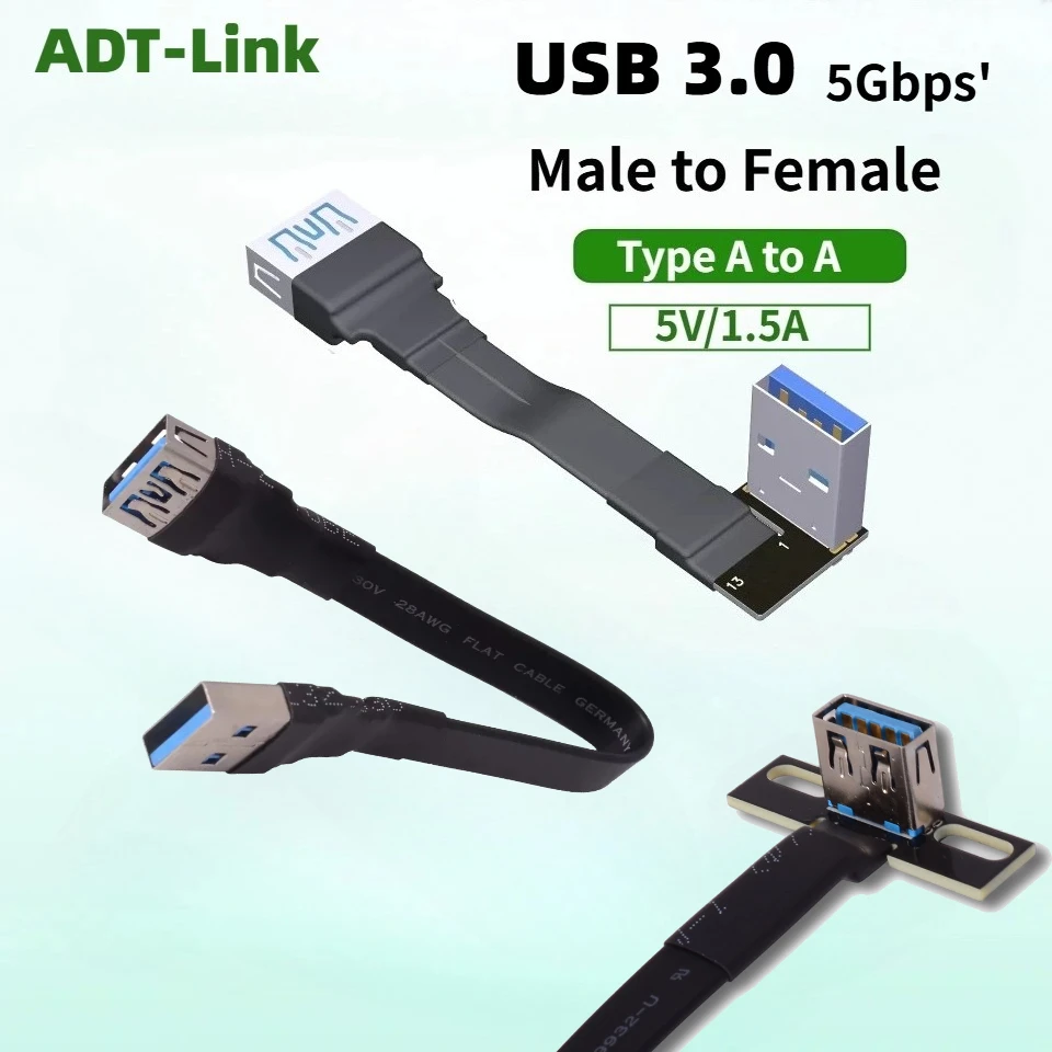 Custom FFC Type-A USB 3.0 Male To Female Extension Ribbon Cable Fold 90 Flat Flexible FPC Charge FPV USB-A Male to A Waterproof