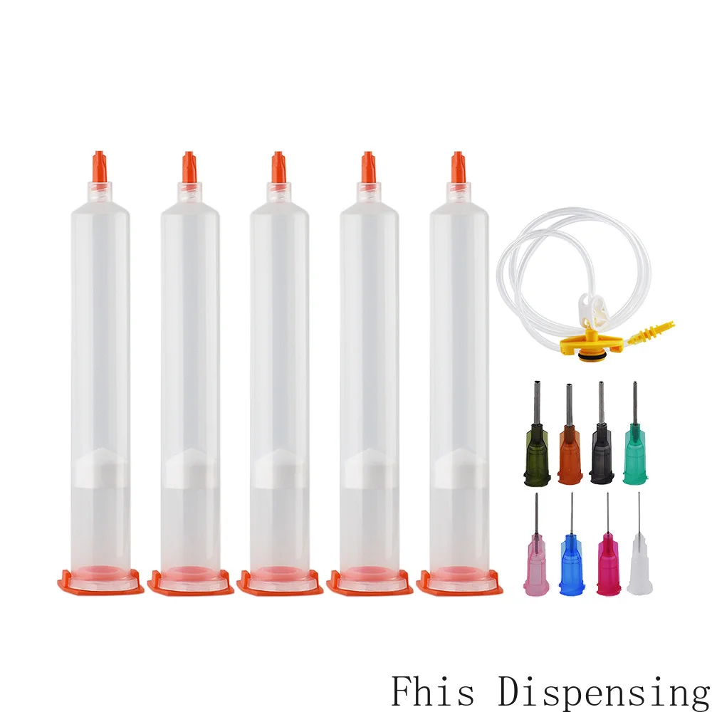 55cc Syringe Solder Paste Adhesive Glue Liquid Dispenser and Dispensing Needle Tip