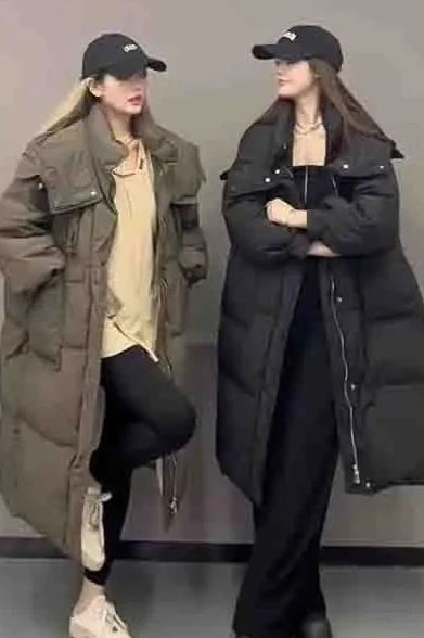 2025 Winter New Women's Oversized Down Cotton Jacket Commuter Long Warm Cotton Jacket