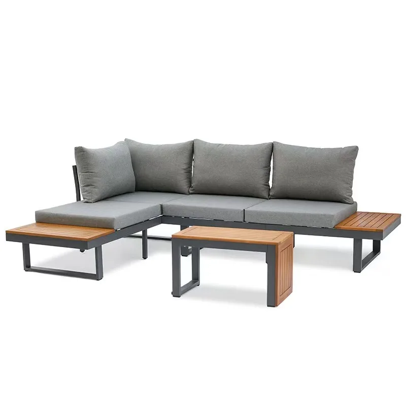 

Outdoor sofa, courtyard villa teak furniture, outdoor waterproof and sunscreen sofa combination