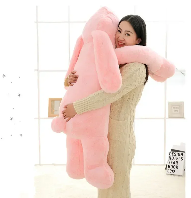 

[Funny] Large size 120cm Soft Cartoon Big Ear rabbit Plush Toy Giant Animal Rabbit Stuffed Pillow Girl Doll kids gift