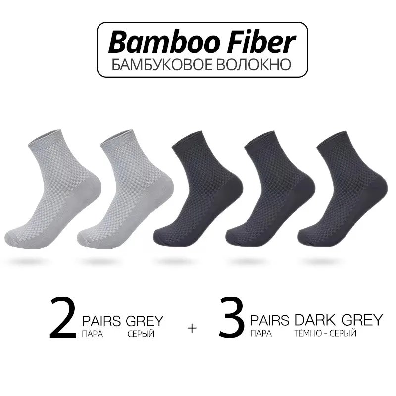 5 paar bamboevezel herensokken klassieke zakelijke crew sokken lente herfst casual comfortabel ademend compressie bamboe sox