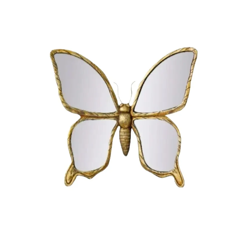 Retro old resin butterfly mirror living room dragonfly background wall decoration pendant