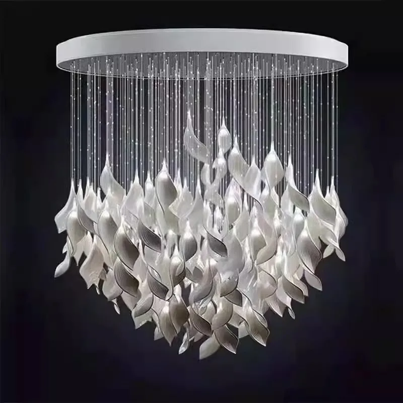 

Modern luxury restaurant Tulip LED chandelier pendant light bar large home design flower shaped ceramic decorative lighting