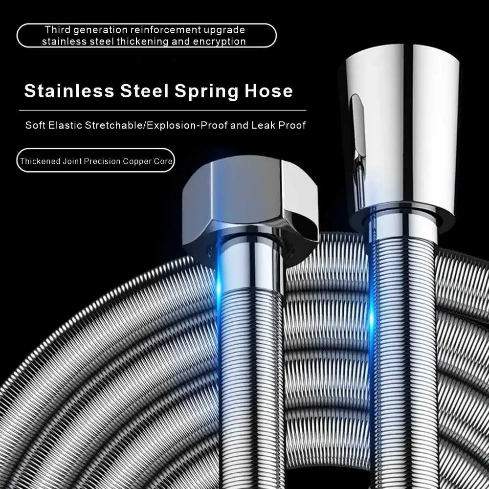 스테인레스 스틸 암호화 유연한 샤워 호스, 긴 물 호스, 익스텐션 배관 파이프 풀링 튜브, 욕실 액세서리, 1.5 m, 2m 