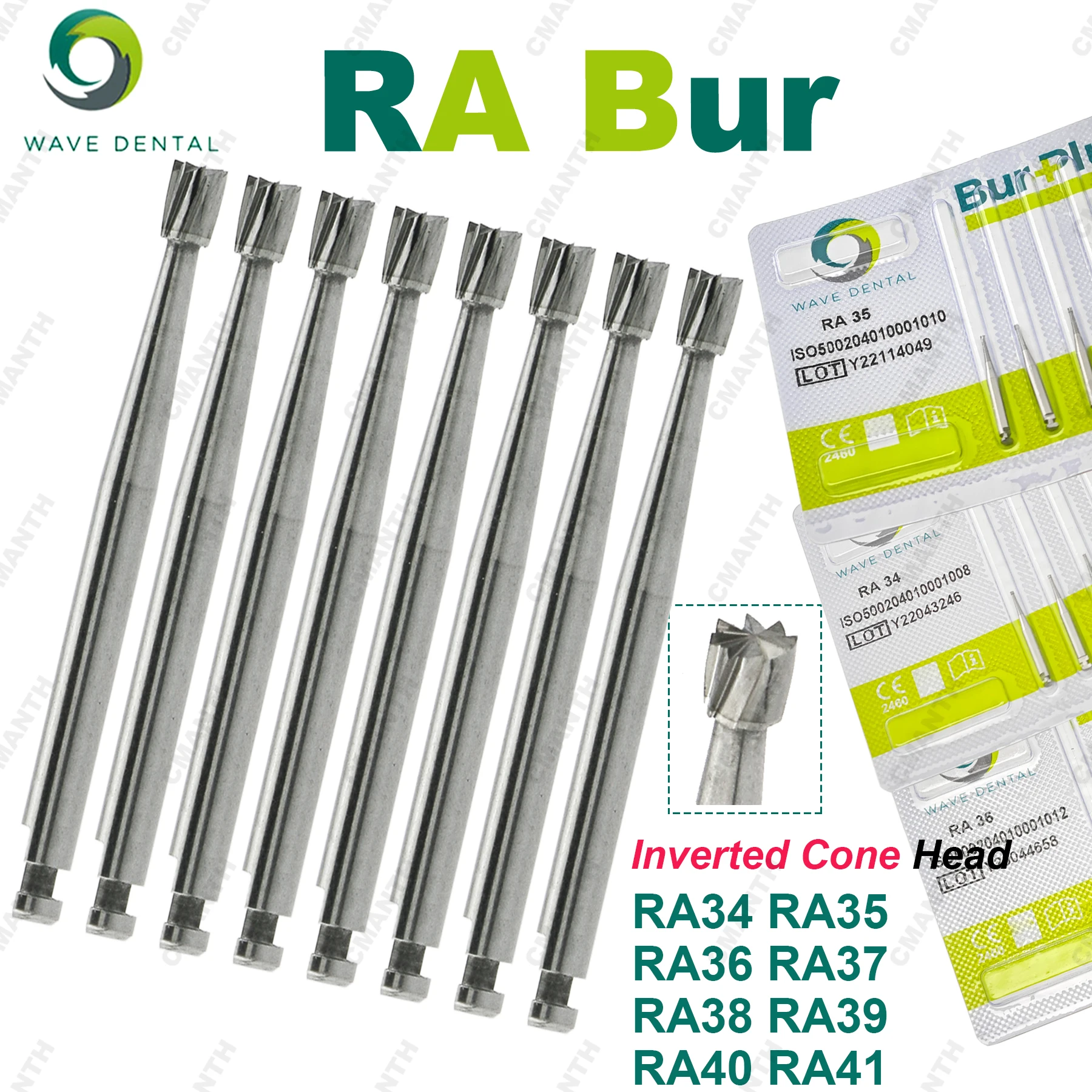 

WAVE Dental Burs Tungsten Carbide Burs Inverted Cone Head RA 2.35mm Dentistry Strawberries For Low Speed Handpiece Dentist Tools