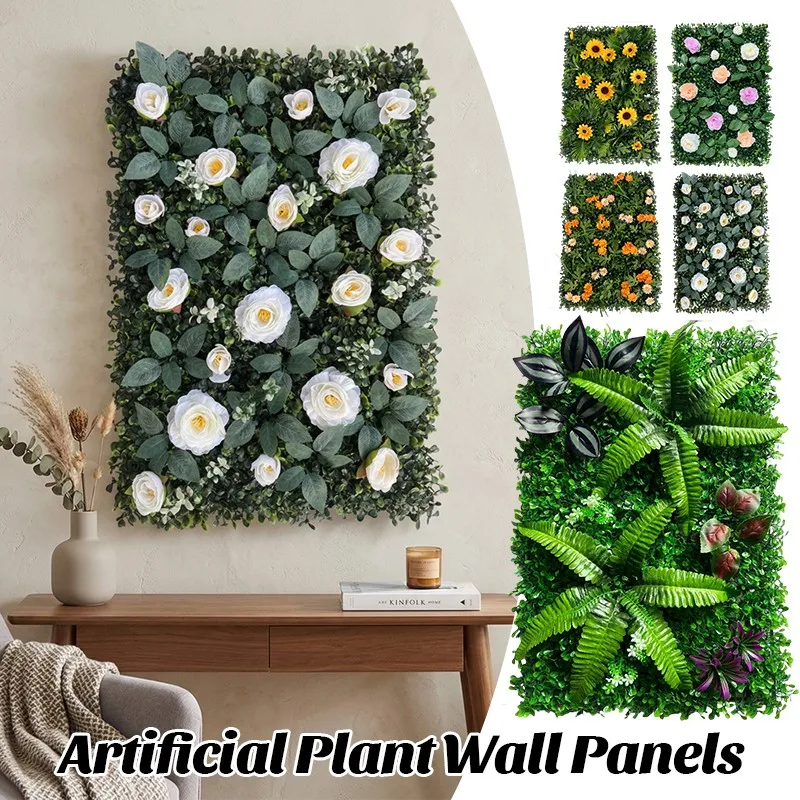 

40x60cm Artificial Plant Wall Panels for Garden Wedding Wall Fence Decoration Green Greensward Branch Virgation Decor