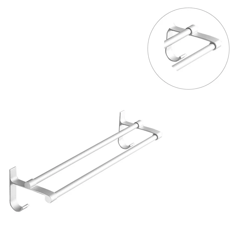

Aluminium Towel Rack Silver Bathroom Organizer Rust Free Easy Clean Sturdy Durable Towel Rack Bathroom Shelf Storage Shelf