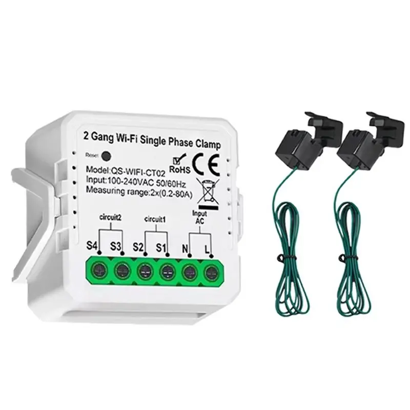 

CABE-Solar PV System Tuya Wifi Smart Energy Meter 80A Current Sensor Power Production Consumption Bidirectional Monitor