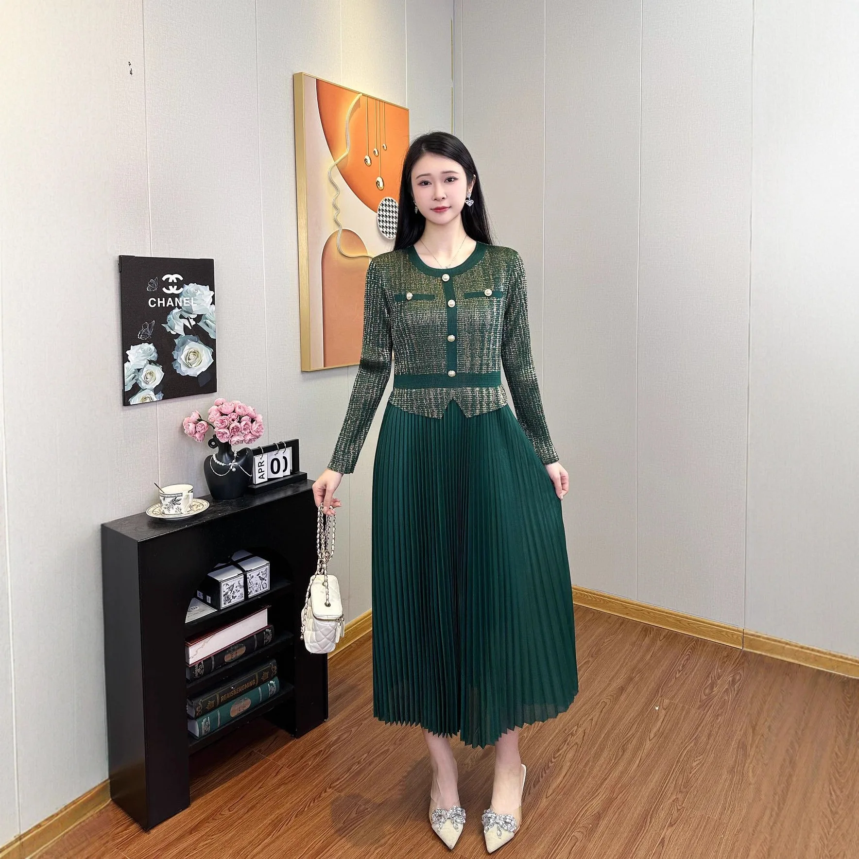 Miyake Fold 2025 New Autumn and Winter Classic Clothes Fashion Dress Loose Long Dress Light Luxury Women's Wear Elegant