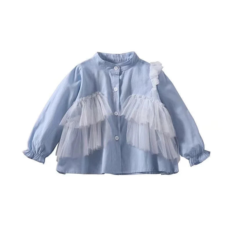 2026 New Spring Autumn Girls Long Sleeve Shirt Pure Cotton Stylish Princess Blouse for Toddler Baby Little Girls