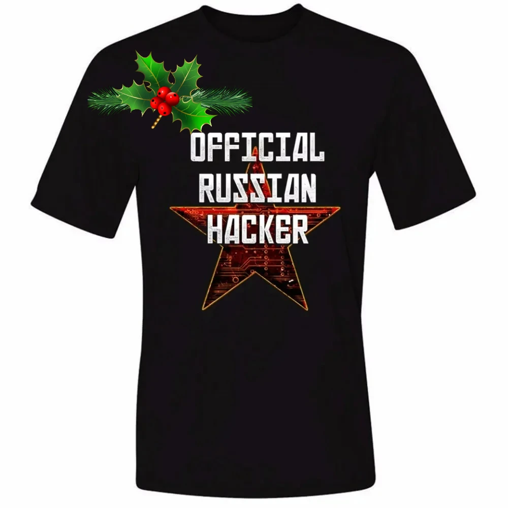 Russian Hacker Red Pentagram T-Shirt 100% Cotton O-Neck Summer Short Sleeve Casual Mens T-shirt Size S-3XL