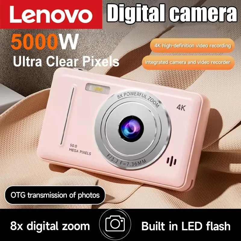 Lenovo 4K-Digitalkamera, Retro-CCD-Kamera, 50 Millionen Pixel, Autofokus, Einsteigerkamera, Dual-Kamera, Blitz, tragbare Kamera für Studenten