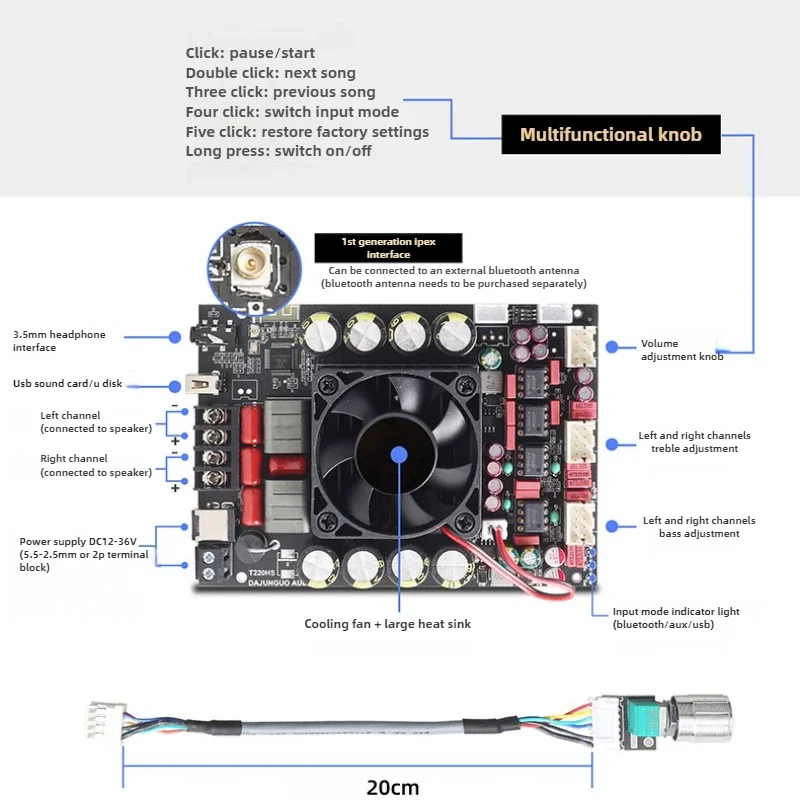 SOTAMIA TPA3251 บลูทูธเครื่องขยายเสียง 220W + 220W 2.0 สเตอริโอ HiFi เครื่องขยายเสียง AUX USB Amplificador Home Audio Amp