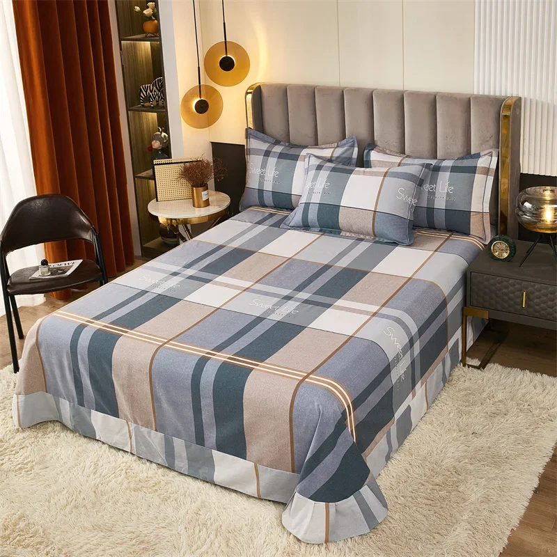 

Простыня в клетку с геометрическим рисунком, 100% хлопок, 3 шт.