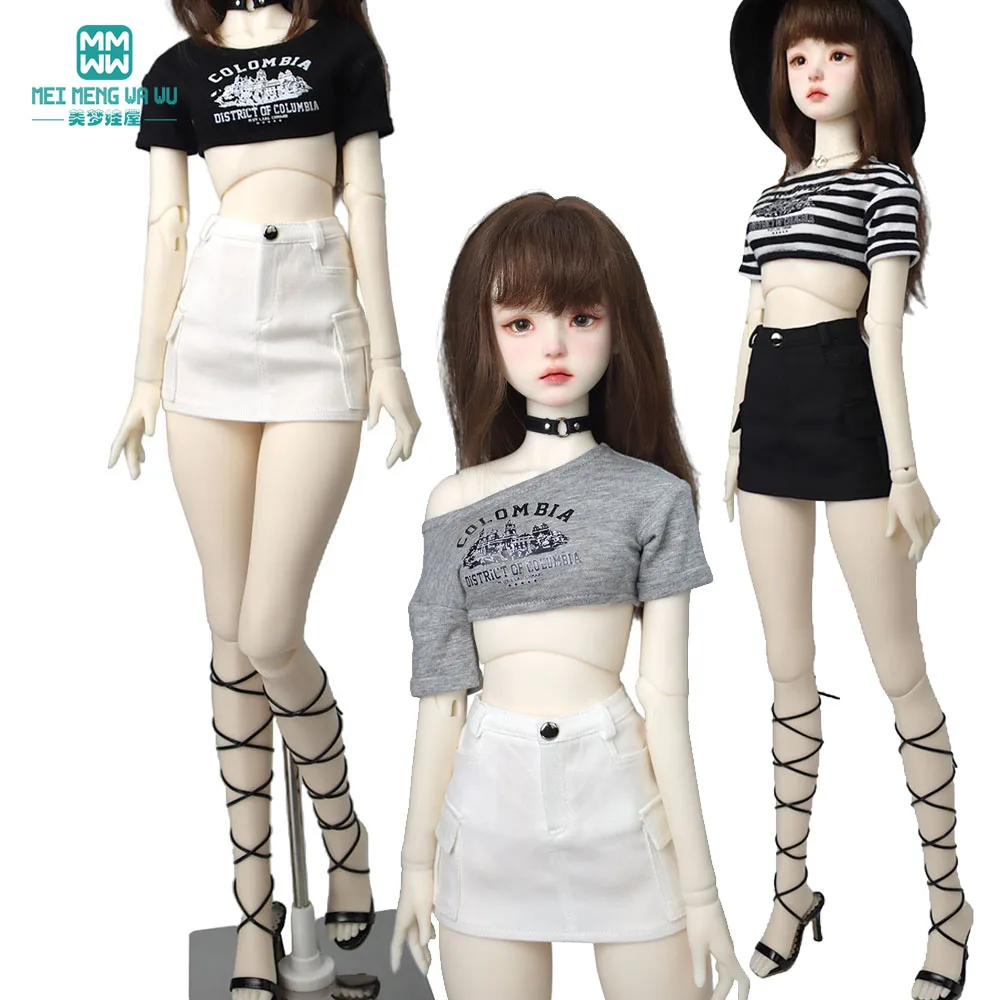 

Fits 60CM 1/3 DD SD BJD Doll Accessoreis toys Ball Jointed Doll Fashion Fashionable high-waisted T-shirt white, blue, pink