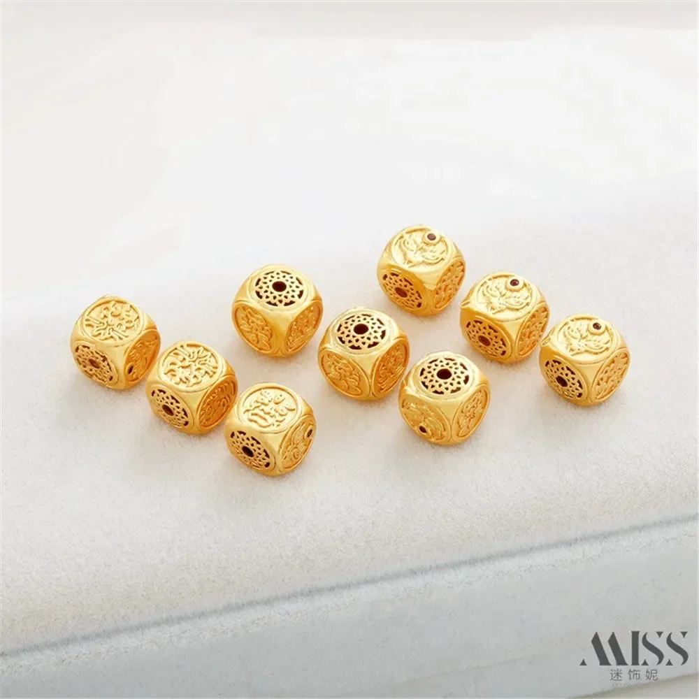 Ancient Matte Gold and Color Sifang God of Wealth Sibao Road Tongzakiram Transfer Bead-separated DIY Bracelet Accessories