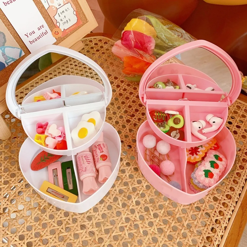 Heart Shape Jewelry Box Double Layer with Mirror