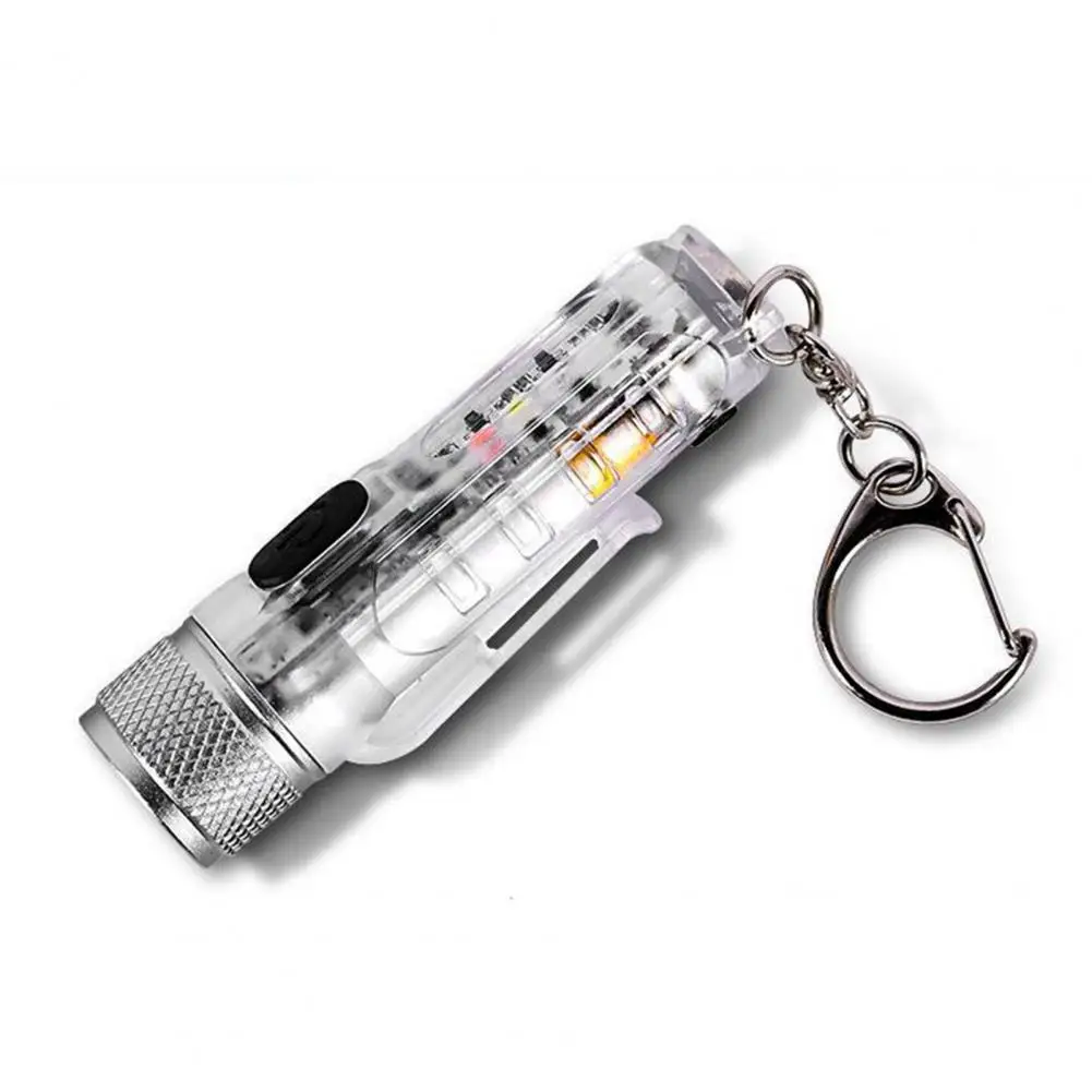 Mini Flashlight with Buckle UV Red LED Flashlight USB Rechargeable Keychain Pocket Lamp Waterproof Light