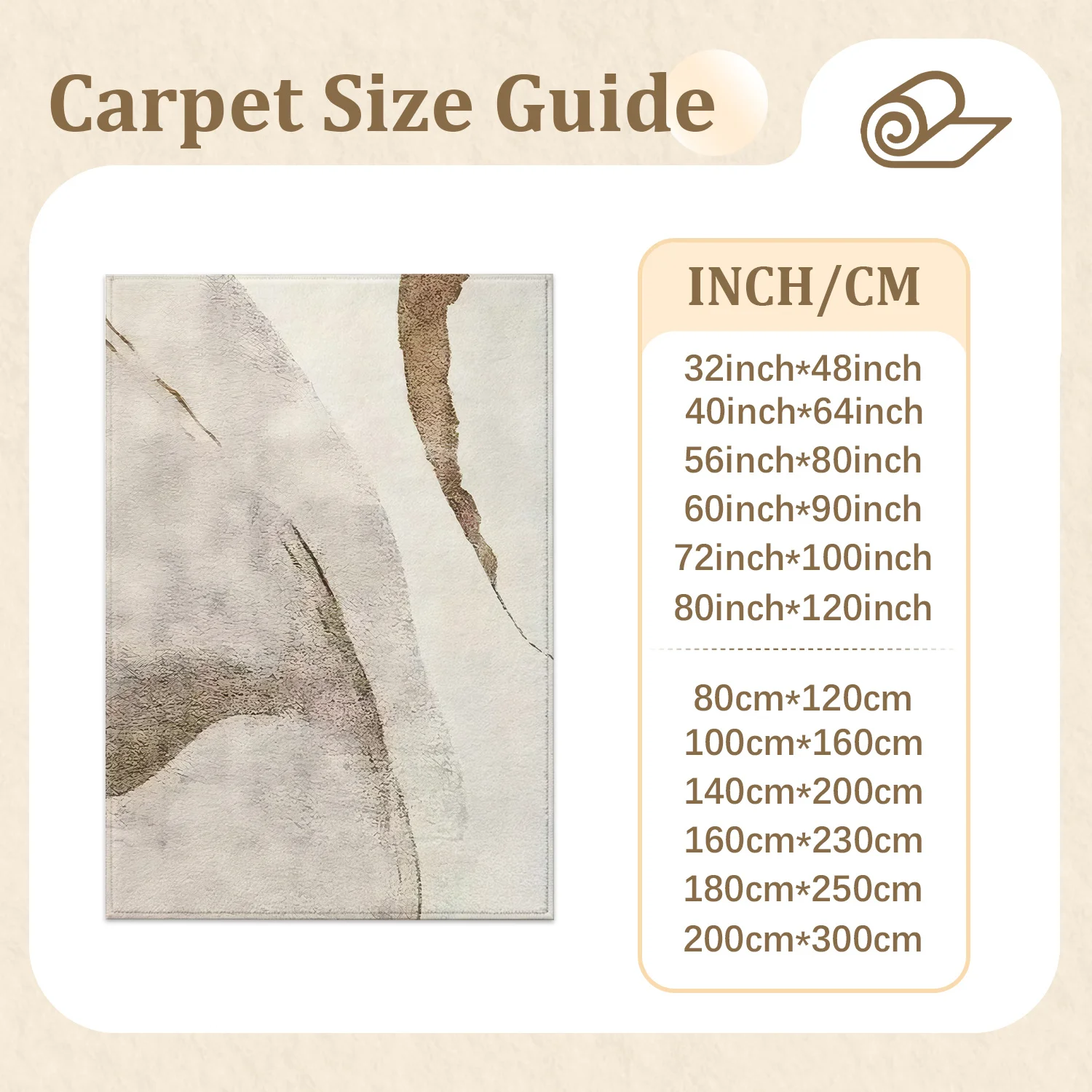 Large Indoor Area Rug, Soft Velvet Low Pile with Non-Slip Dotted Backing, Machine Washable Abstract Watercolor Neutral Beige Taupe Pattern for Living Room, Bedroom, Entryway, Modern Home Decor