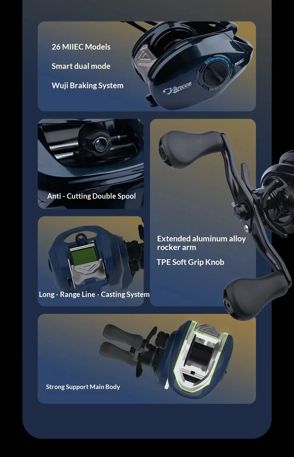 Neue DMK Baitcasting-Rolle für Weitwurf-Salzwasserangeln, Miiec Smart Dual-Mode, stufenlose Bremse für erfahrene Angler. – Detail 3