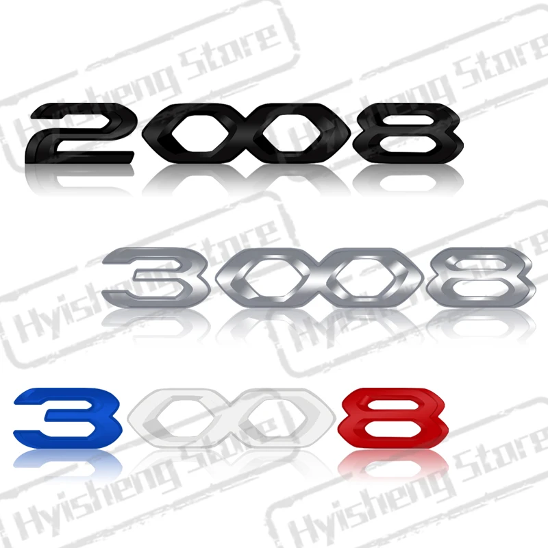 Metal Car Styling For New Peugeot 2008 3008 4008 5008 Tricolor Blue White Red Sticker Front Hood Badge Rear Trunk Body Emblem