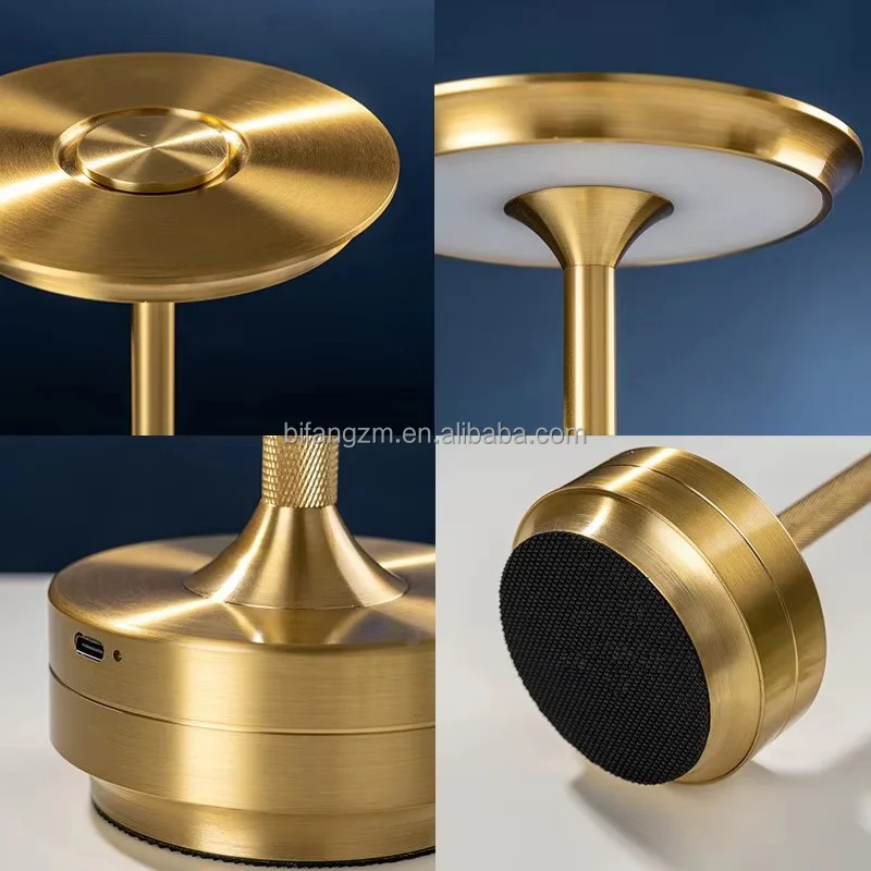 IP54 Rechargeable Cordless Light Emitting Diode Night Table Lamp Adjustable Height Strip Touch Sensor Metal Table Lamp