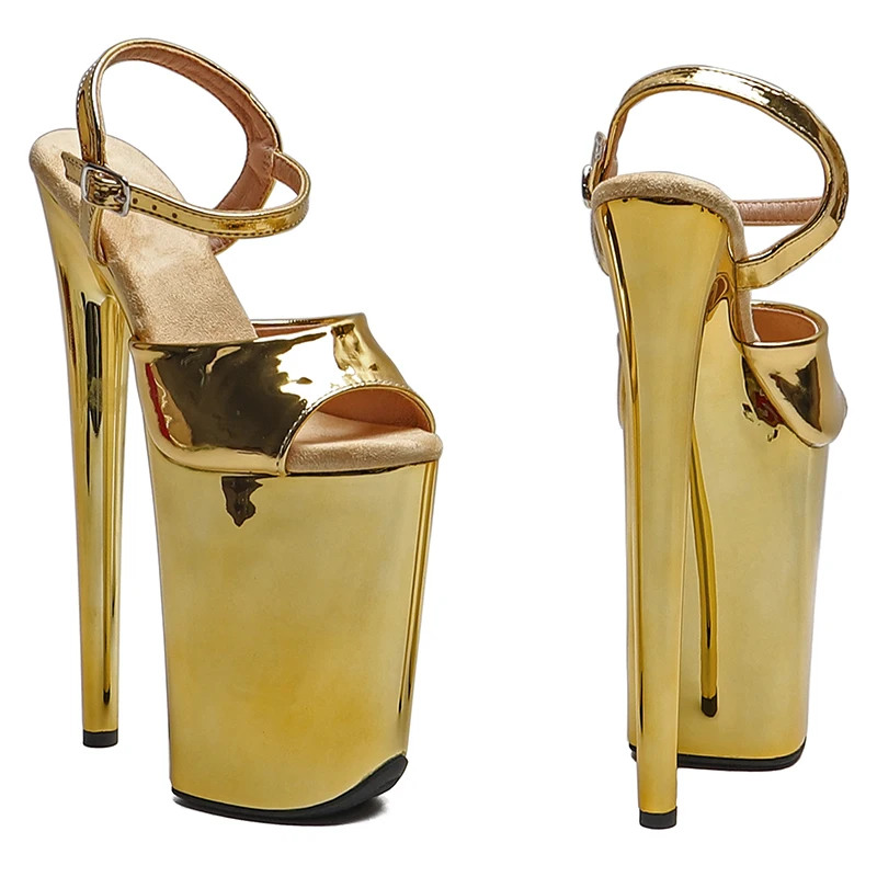 Leecabe 23CM/9inches PU upper fashion trend exotic electroplating  Platform Sexy  High Heels Sandals Pole Dance shoes