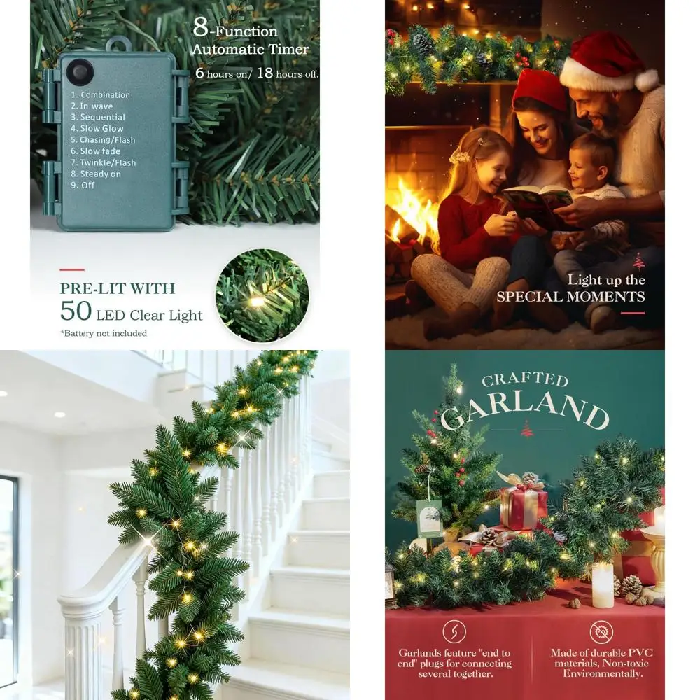 

Рождественская гирлянда с подсветкой на батарейках для мантии и уличной лестницы