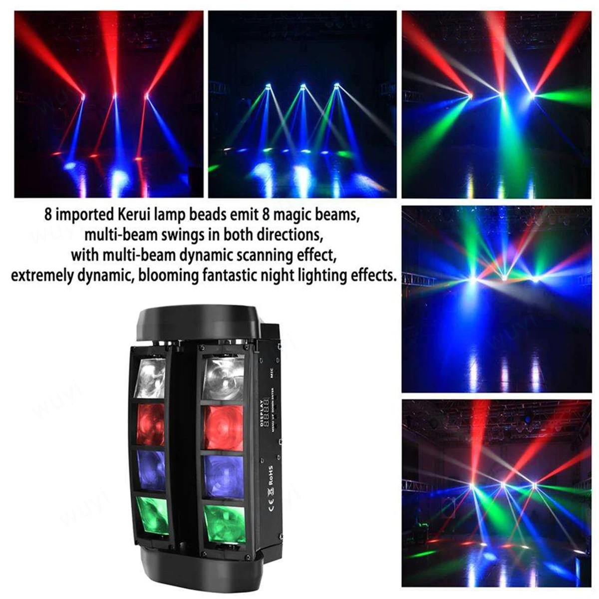 Led Spider Light Moving Head DMX Beam Lighting Disco Nightclub Party Stage DMX512 Strobe Effect 8X3W 8X12W RGBW