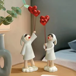 Modern Balloon Girls Resin Ornaments, Home Decor Crafts, Office Desk Figurines, Bookcase Sculpture Craft, Cute Ornaments