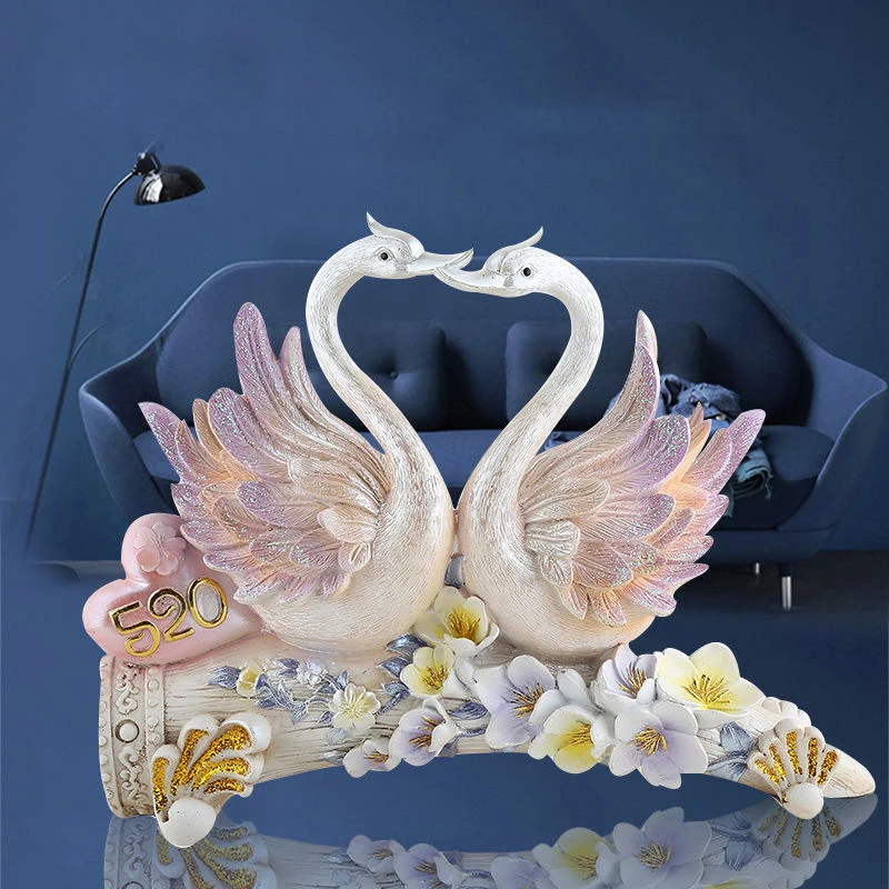 Love Meets This Life Swan Resin Adornments Friend Gift Office Store Bar Figurines Decoration Home Livingroom Sculpture Crafts