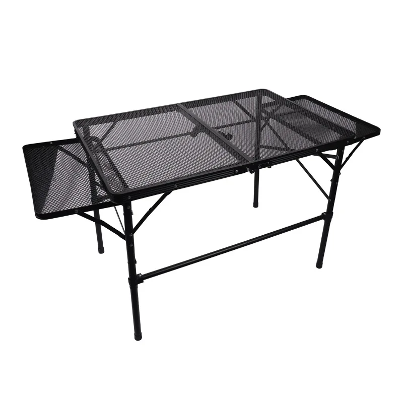 

Outdoor foldable grid table multi-functional extension shelf portable picnic camping aluminum alloy iron mesh table