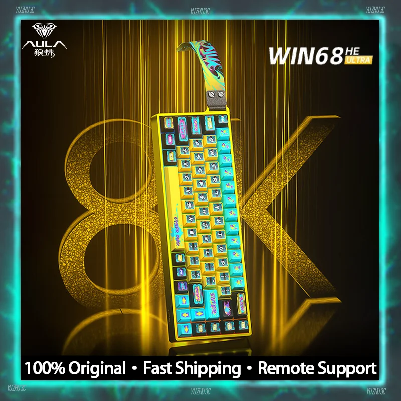 

AULA WIN68HE Ultra игровая клавиатура Высокопроизводительный переключатель с эффектом Холла 0,01 мм RT 8K Скорость заката Динамический RGB Алюминиевый корпус с ЧПУ