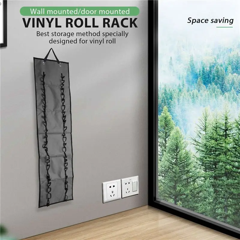 ABWP-Vinyl Roll Holder With 48 Compartments, Vinyl Roll Storage Organizer Wall Craft Room Organizers And Storage