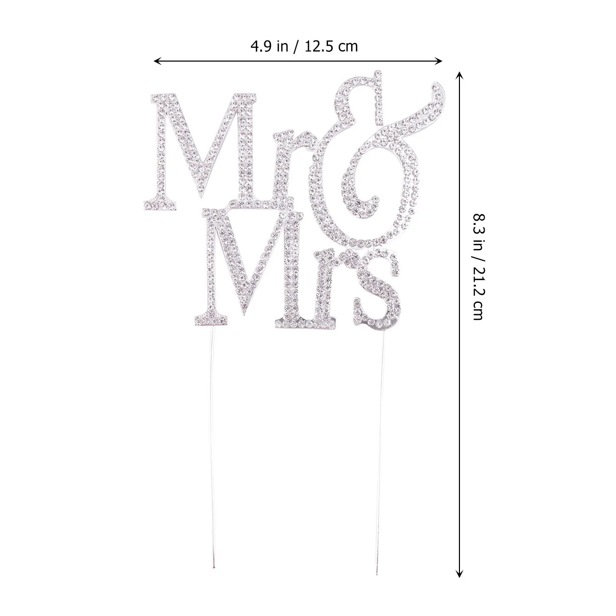 1 pezzo di topper per torta in lega di diamanti Mr Mrs Wedding Party Silver Cake Picks Decorazione romantica per fidanzamento di compleanno