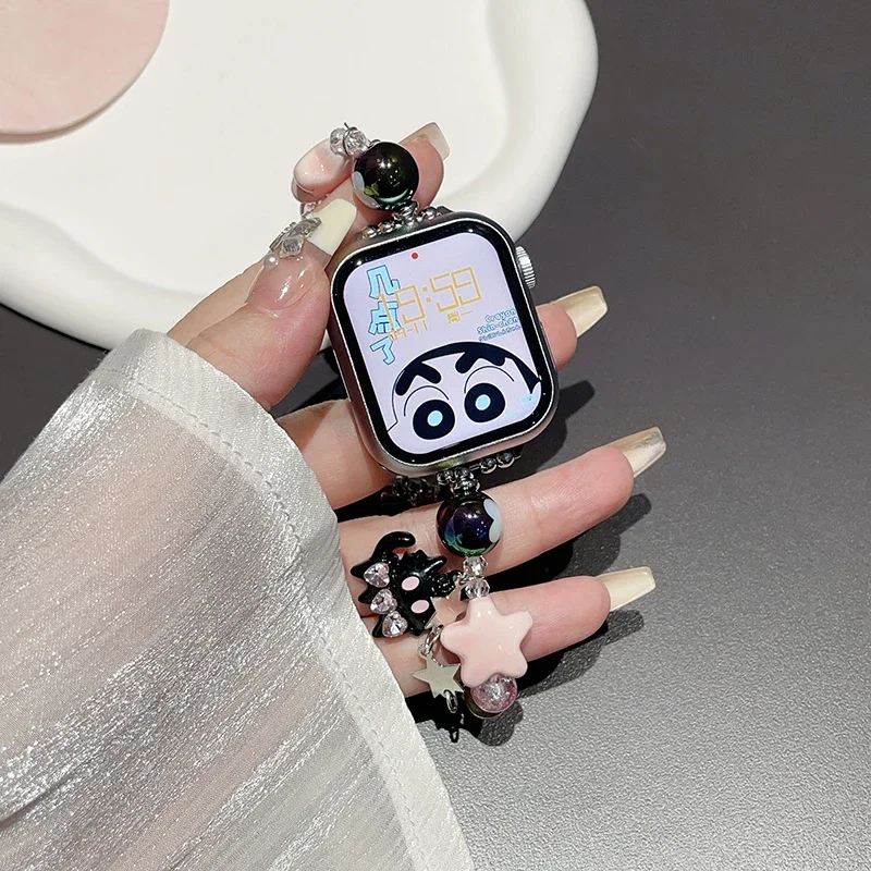 Apple Watch用メタルチェーンストラップ,キュートなスターブレスレット,iwatchシリーズ9,8,7,se,6,5,4,3,40,42mm 38mm、44、45、ウルトラ49mm