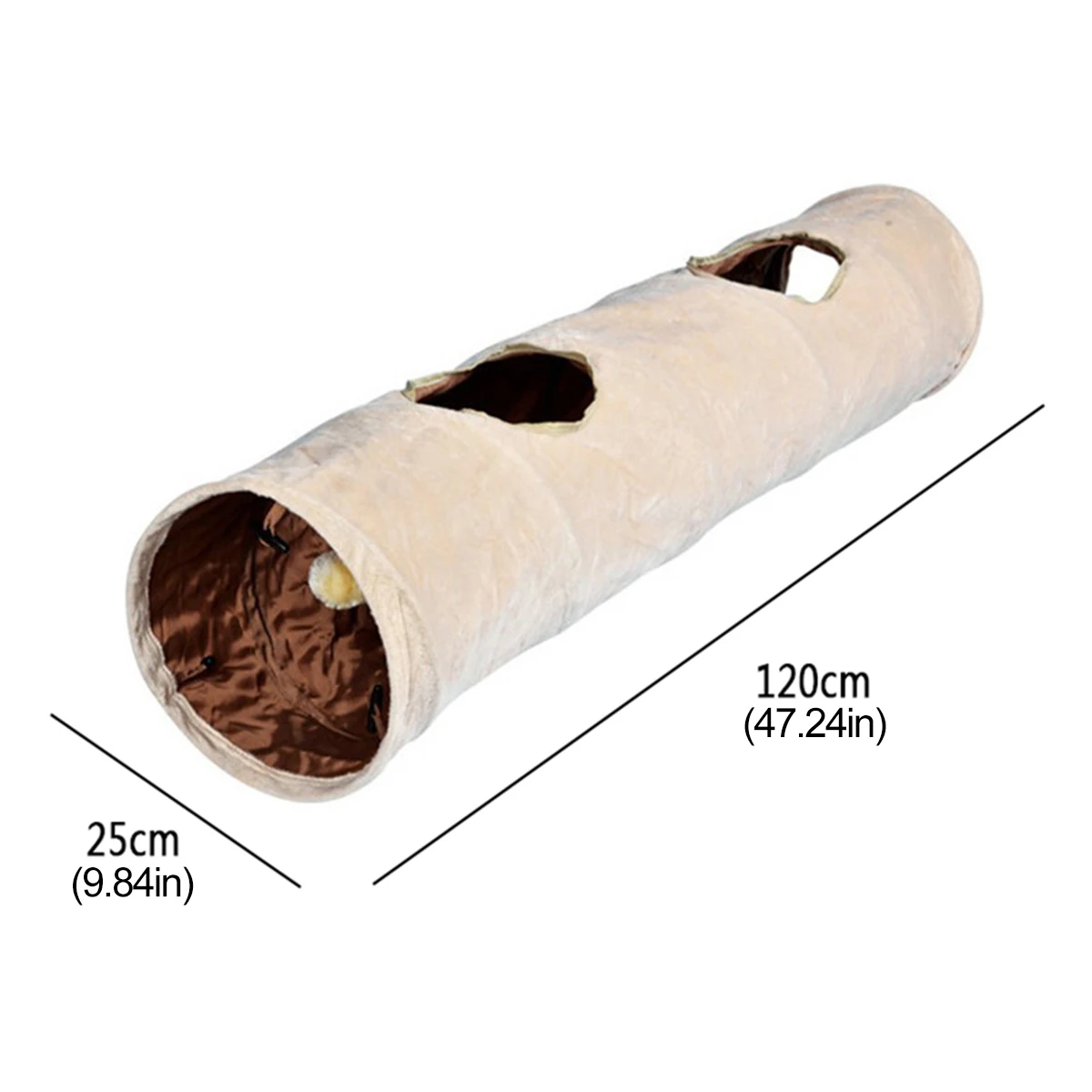 Cat Tunnel Toys with 2 Holes To Explore 25*120cm Cat Tunnel Oxford Cloth Foldable Pet Totoro Rolling Toy